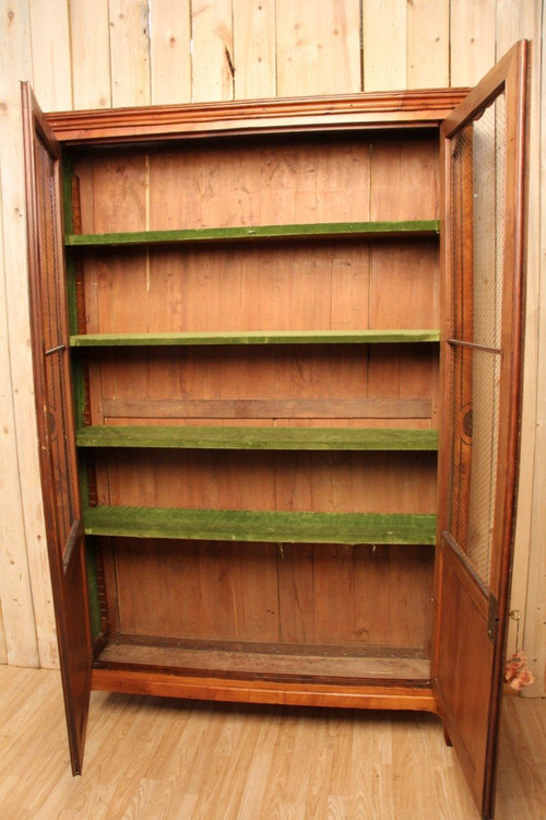 Bibliothèque Grillagé En Merisier XIXeme