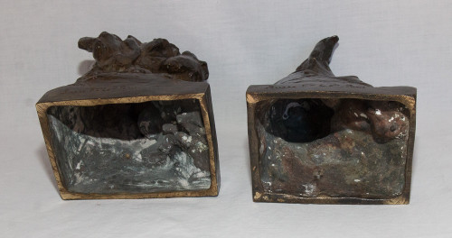 Pair Of Maximilien-Louis Fiot Dog Busts (1886-1953)