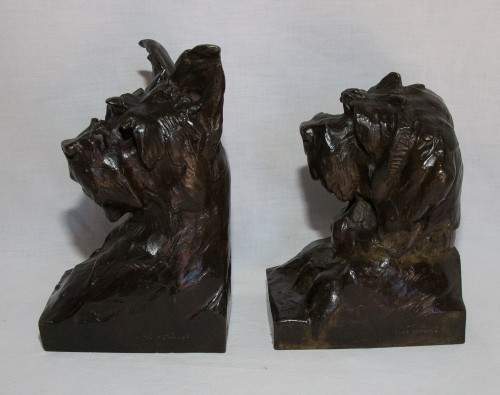 Pair Of Maximilien-Louis Fiot Dog Busts (1886-1953)