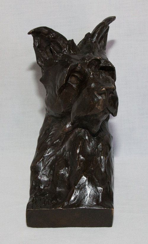 Pair Of Maximilien-Louis Fiot Dog Busts (1886-1953)
