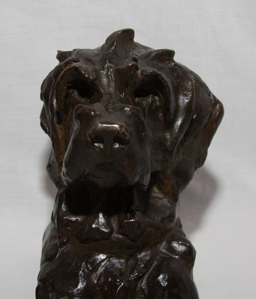 Pair Of Maximilien-Louis Fiot Dog Busts (1886-1953)