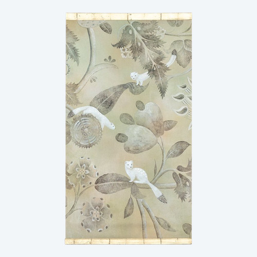 Painted canvas representing ermines. Contemporary Work. LS50251088F