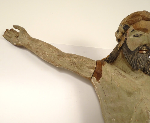 Large Statue of Christ Crucifix Cross Polychrome Wood Carved 94cm 17th century
