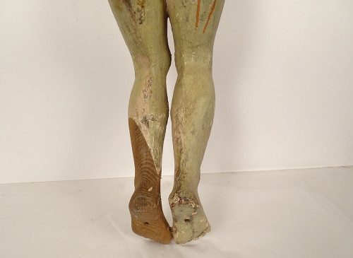 Large Statue of Christ Crucifix Cross Polychrome Wood Carved 94cm 17th century