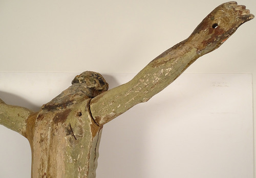 Large Statue of Christ Crucifix Cross Polychrome Wood Carved 94cm 17th century