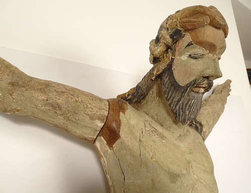 Large Statue of Christ Crucifix Cross Polychrome Wood Carved 94cm 17th century