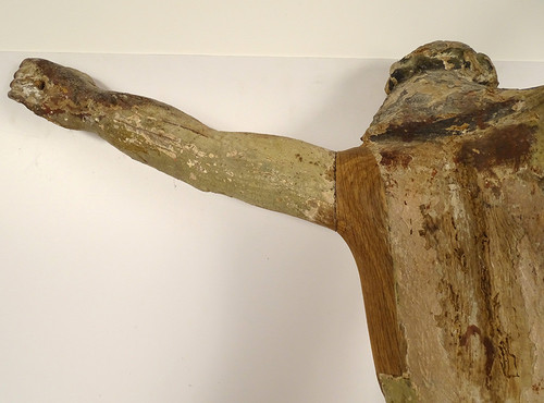 Large Statue of Christ Crucifix Cross Polychrome Wood Carved 94cm 17th century