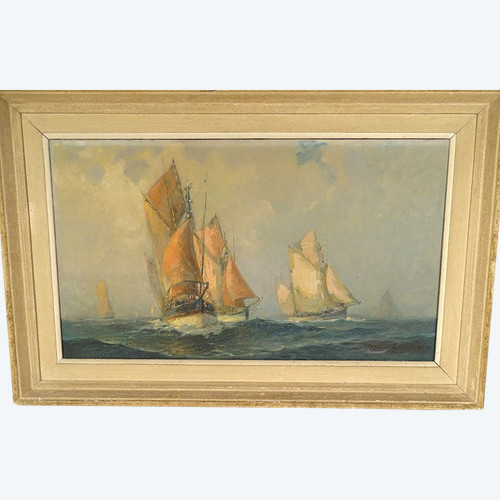 HST Tableau Marine Robert Laroche Départ Thoniers Concarneau Bretagne XXè