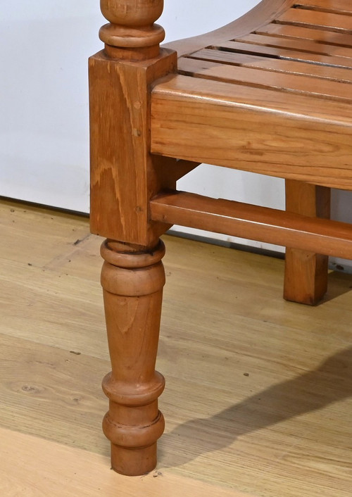 Banc Ancien Colonial de Varangue en Teck – Milieu XXe