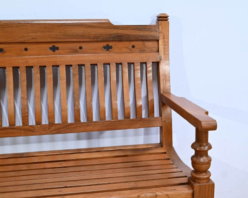 Banc Ancien Colonial de Varangue en Teck – Milieu XXe