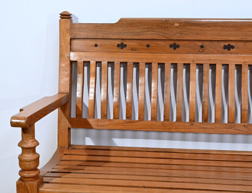 Banc Ancien Colonial de Varangue en Teck – Milieu XXe