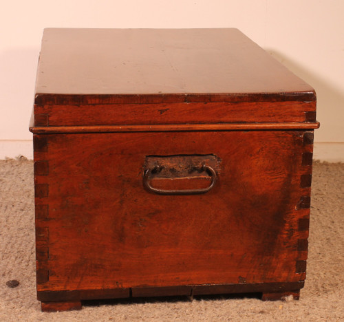 Petit Coffre De Marine En Teak -19° Siècle