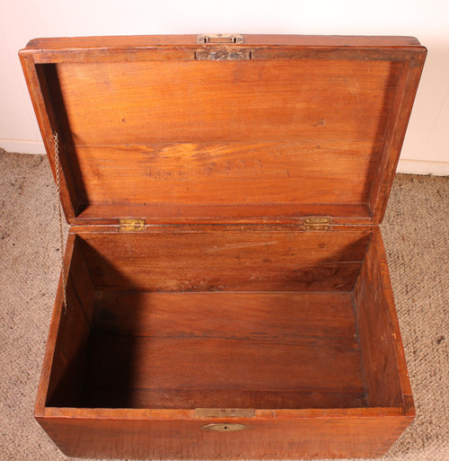 Petit Coffre De Marine En Teak -19° Siècle