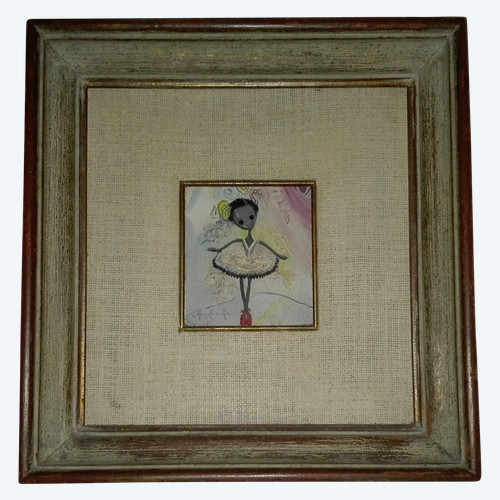 Art Cubain Maria Luisa RIOS petit tableau une petite fille 