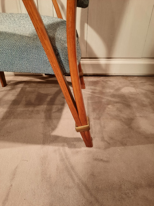 Vintage Bow Wood armchairs and chairs in ash, by Wilhem Von Bode Circa 1950.