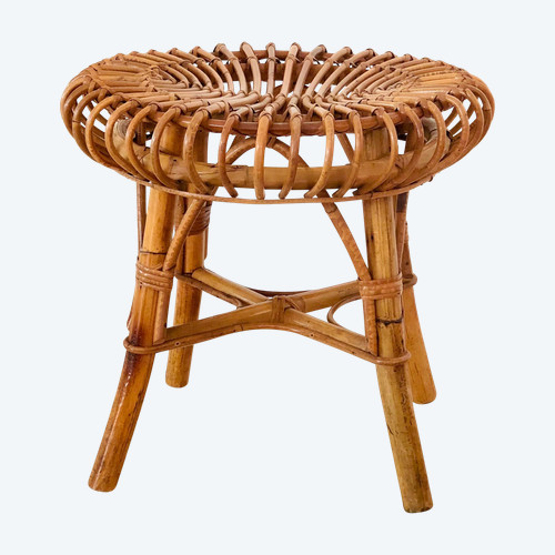Rattan stool by Franco Albini for Vittorio Bonacina, Italy, 1960s