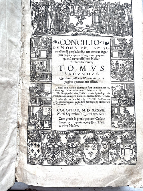 RARE und wichtiges großes BUCH DER EISZEIT" RENAISSANCE "GENERALKONZIL Gedruckt in Köln im Jahr 1538
