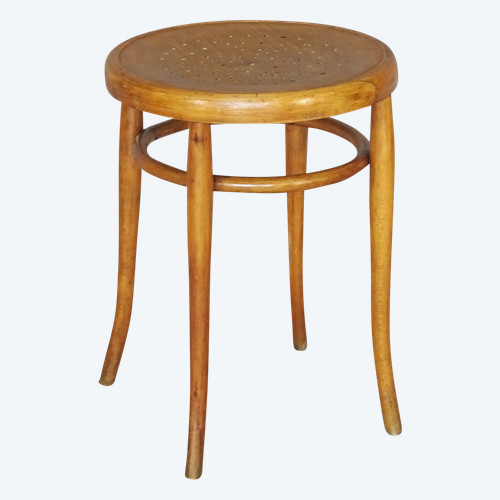 Bistro stool, wooden seat, star circa 1925 No Thonet