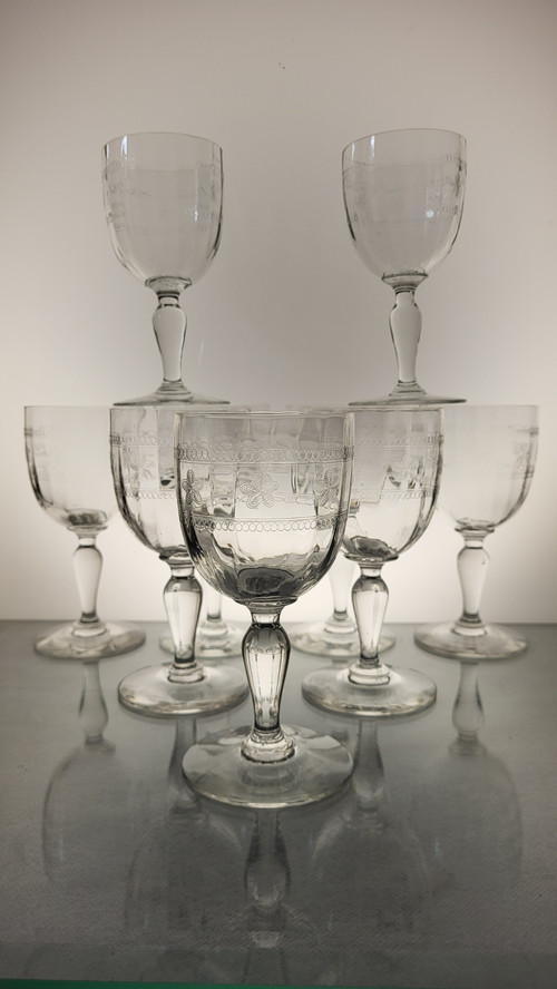 Set di 9 bicchieri da acqua/vino Fine XIX - inizio XX secolo