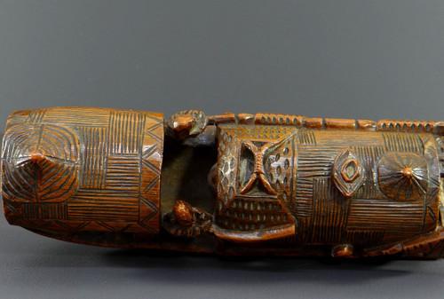 China, 1930s, Bamboo Sculpture of a Jonque Carrying People.