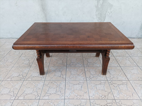 Table brutaliste style Art Déco en chêne dans le goût Gaston Poisson