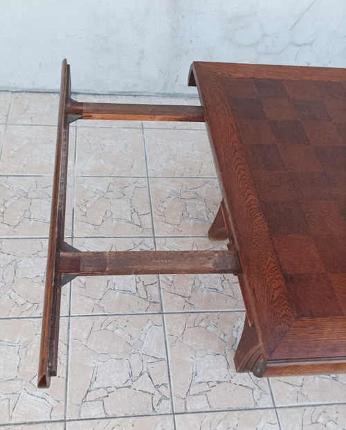 Table brutaliste style Art Déco en chêne dans le goût Gaston Poisson