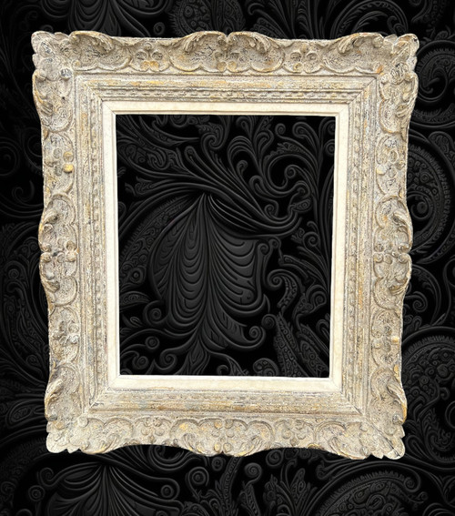 CADRE ANCIEN MONTPARNASSE EN BOIS SCULPTÉ PATINÉ POUR PEINTURE 47 cm x 38,5 cm