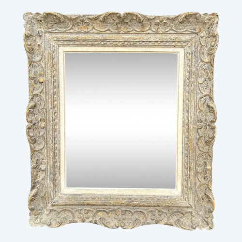 CADRE ANCIEN MONTPARNASSE EN BOIS SCULPTÉ PATINÉ POUR PEINTURE 47 cm x 38,5 cm