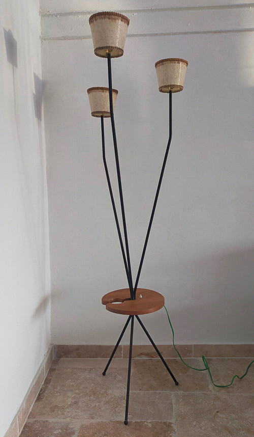Lampadaire vintage tripode 1950