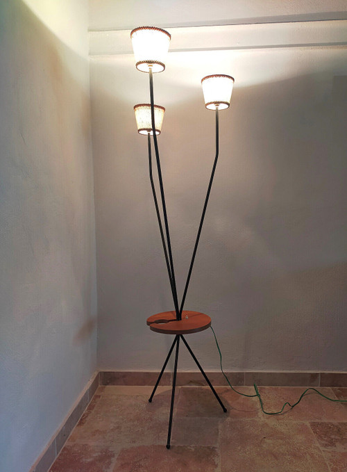 Lampadaire vintage tripode 1950