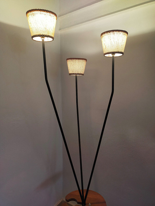 Lampadaire vintage tripode 1950