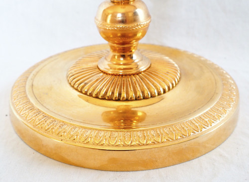 Ravrio - paire de flambeaux d'époque Empire en bronze doré modèle du Château de Fontainebleau