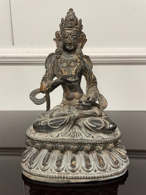 Statua di Buddha Maitreya Bronzo Cina XVIII secolo