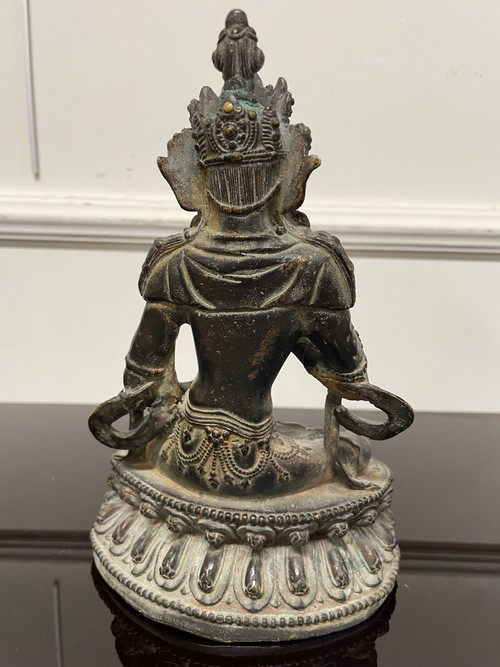 Statua di Buddha Maitreya Bronzo Cina XVIII secolo