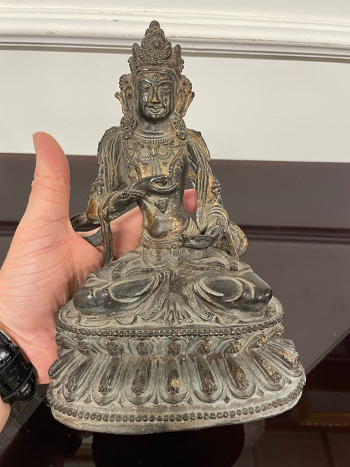 Statua di Buddha Maitreya Bronzo Cina XVIII secolo