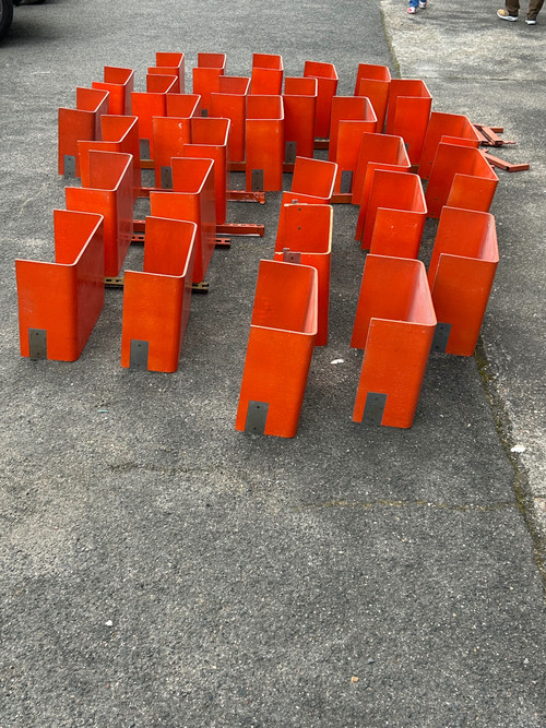 Orange Thermoformed Wood Large Modular Library Shelf Circa 1970