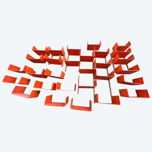 Orange Thermoformed Wood Large Modular Library Shelf Circa 1970