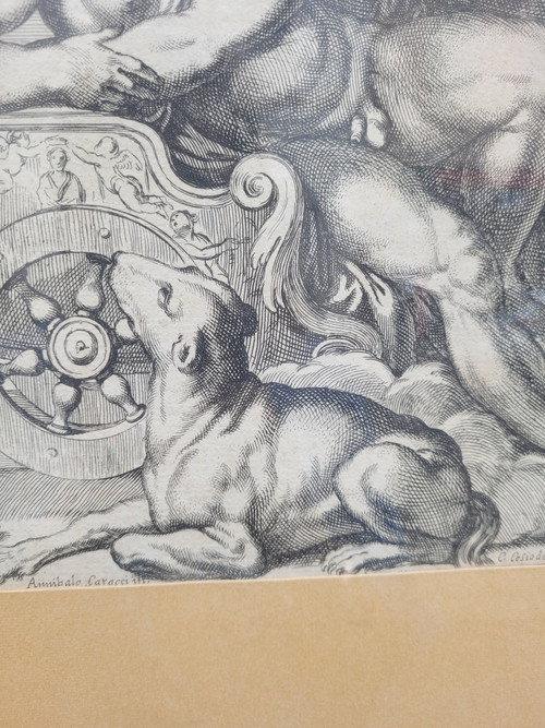 Aurore Et Cephale, Framed Engraving, Carracci, 17th Century ?