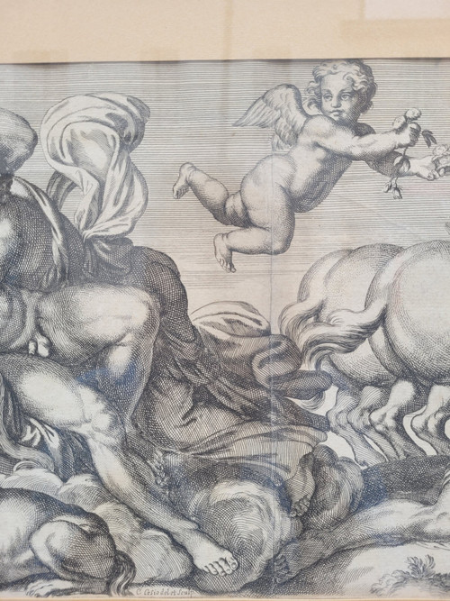 Aurore Et Cephale, Framed Engraving, Carracci, 17th Century ?