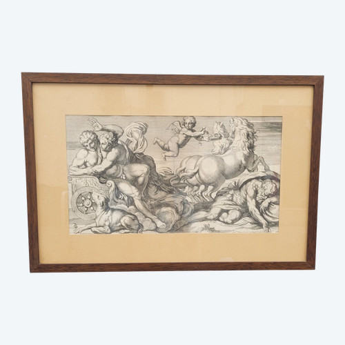 Aurore Et Cephale, Framed Engraving, Carracci, 17th Century ?