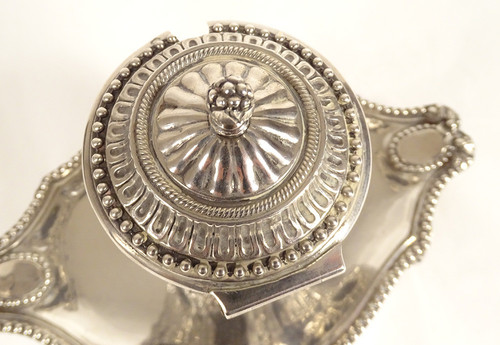 Pentola di senape Vassoio d'argento Fermiers Généraux Paris Ferrié 1781 216gr XVIII secolo