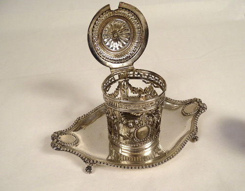 Pentola di senape Vassoio d'argento Fermiers Généraux Paris Ferrié 1781 216gr XVIII secolo