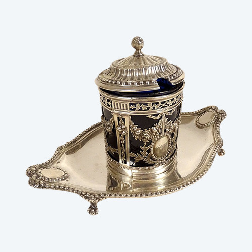Pentola di senape Vassoio d'argento Fermiers Généraux Paris Ferrié 1781 216gr XVIII secolo