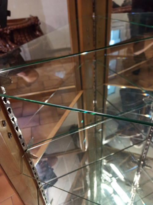 Vitrine encoignure Art Déco en palissandre et acajou 