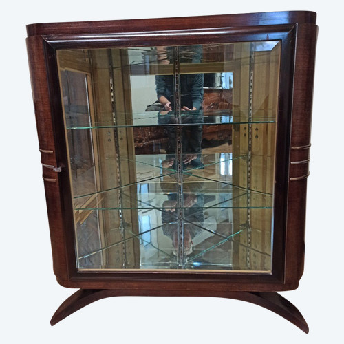 Vitrine encoignure Art Déco en palissandre et acajou 