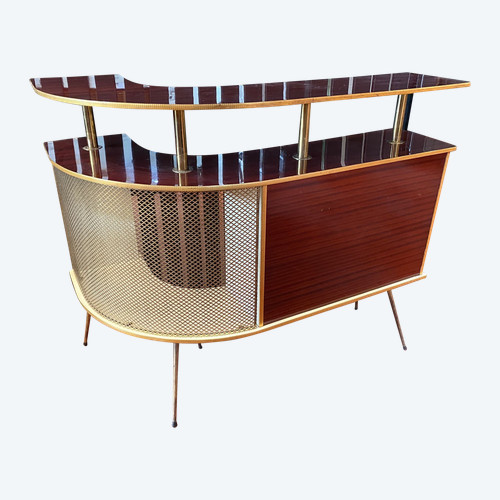 Vintage-Bar mit 4 Hockern