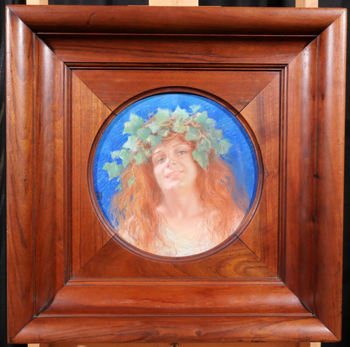 Französische Schule um 1890-1900 Porträt einer Frau mit Krone, Pastell, Jugendstil
