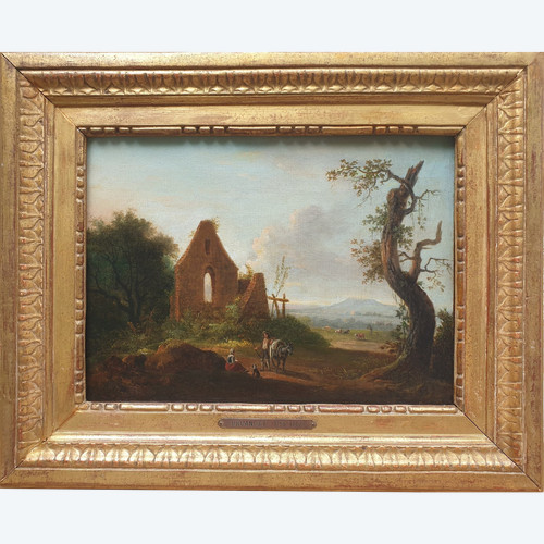 Lazare BRUANDET – Animierte Landschaft in der Nähe einer Ruine
