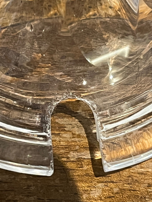 Rare moutardier en cristal, milieu XIXe siècle 