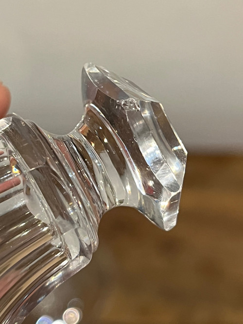 Rare moutardier en cristal, milieu XIXe siècle 
